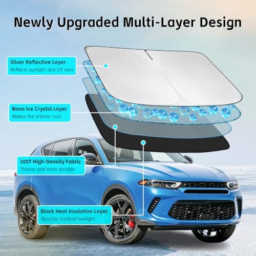 Windshield Sun Shade for Dodge Hornet 2023-2026 Sunshade - Image 3