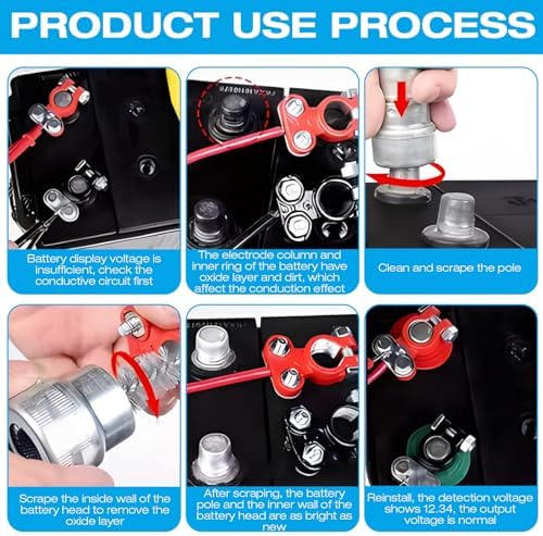 10pcs Stainless Steel Battery Tterminal Cleaner,Battery Terminal Cleaning Brushes, Universal Battery Post Cleaner Tool for Car, Truck, Marine Top & Side Terminals Dirt Removal - Image 6