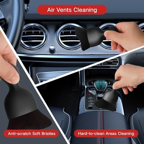 Qydipclin 7pcs Windshield Cleaner Tool Car Window Cleaning Wash Kit with 4 Reusable Microfiber Pads 1 Spray Bottle and Extendable Handle Auto Glass Wiper Kit, Red - Image 6