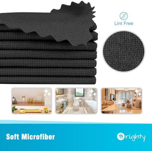 Orighty Microfiber Cleaning Cloth Bulk, 50 Pack Shop Towels 12x12 in, Black - Image 2