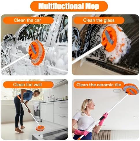 62" Car Wash Brush with Long Handle Chenille Scratch-Free Head Aluminum Pole - Image 7