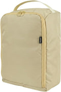 Gloppie Shoe Bags for Travel, Portable Shoe Storage Bag, Sahara Beige | 12 x 9 x 5 in travel shoe bag with a full-opening zipper, carry handle, and fold-flat design for shoes up to US size 10 by Gloppie