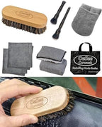 PRO Car Interior Cleaning Kit (9-Piece) - Deep Clean Tools for Leather, Dashboard & Upholstery | Boar Bristle Brush, Dual-Sided Scrub Sponge, Microfiber Towels, Polish Scrub Mitt, Detailing Brushes by OeSee