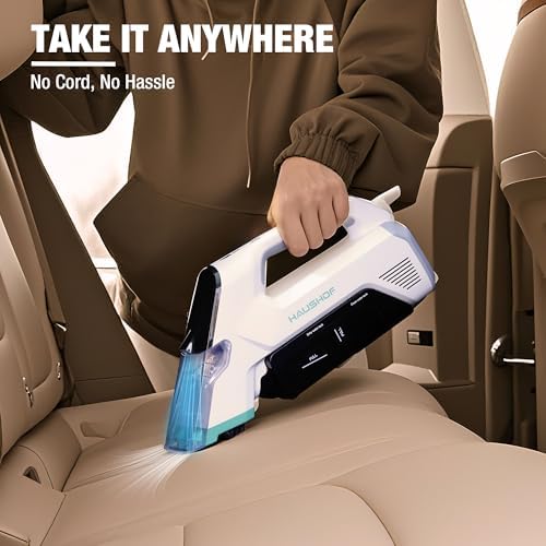 HAUSHOF 12V Cordless Handheld Carpet Cleaner, 6.5KPa Suction - Image 4