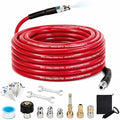Sewer Jetter Kit for Pressure Washer, 50FT 5800 PSI Drain Cleaner Hose with 1/4" NPT Corner, Rotating and Button Hose Sewer Jetting Nozzle, Waterproof Tape, Pearl Corsage Pin, Spanner, Glove by SEPLY