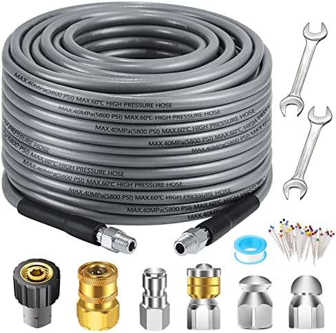 Sewer Jetter Kit 100FT for Pressure Washer, 5800PSI Drain Cleaner Hose by WESTBAY