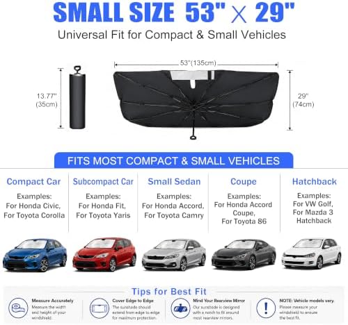 Car Windshield Sun Shade Umbrella Universal for Compact Sedan & SUV - Image 3