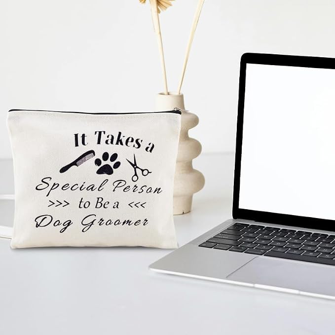 Sisadodo Dog Groomer Christmas Brithday Gifts for Women Men Dog Hairdresser Storage Bags for Dogs Groomers Canvas Cosmetic Makeup Bag Pouch Hair Stylist Travel Toiletry Bag with Zipper - Image 7