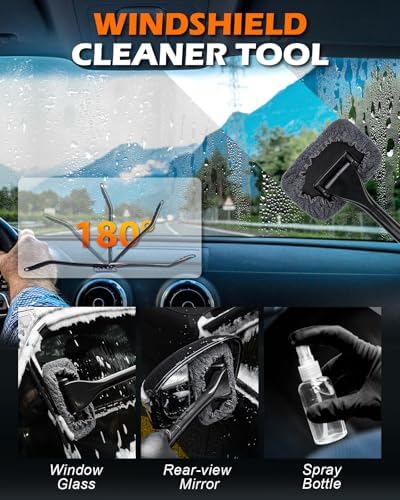 Windshield Cleaner Tool, 18Pcs Car Interior Detailing Brush Set, Inside Windshield Cleaning Kit with 200g Cleaning Gel, Duster Brush, 2 Microfiber Pads, Car Detailing Supplies for Men (Gray) - Image 3