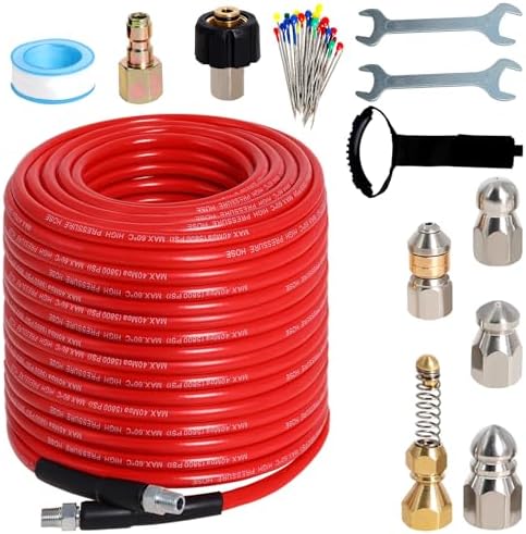 200FT Sewer Jetter Kit for Pressure Washer 5800PSI Drain Cleaner by Zejoot