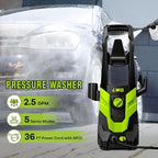 Pressure Washer, Portable Power Washer, 4 Quick Connect Nozzles, High Pressure Cleaning Machine for Car Fence Driveway Patio Washing and More(Light Green) - Image 2