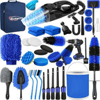 Qydipclin 39Pcs Car Detailing Kit, Car Detailing Brush Set, Car Wash Cleaning Kit, Car Detailing Brushes, Professional Car Care Kit for Interior Exterior Wheels, Blue by Qydipclin