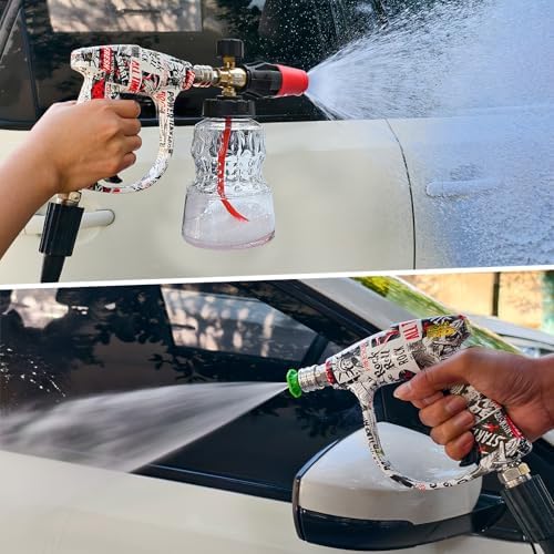 BEAR FORCE Pressure Washer Short Spray Gun M22-ID14mm Max 3000 PSI & Foam Cannon Foam Gun with 5 Tips #035 & 3/8'' Quick Connector Swivel, Additional Orifice Nozzle 1.10mm, Car Care Detailing - Image 2