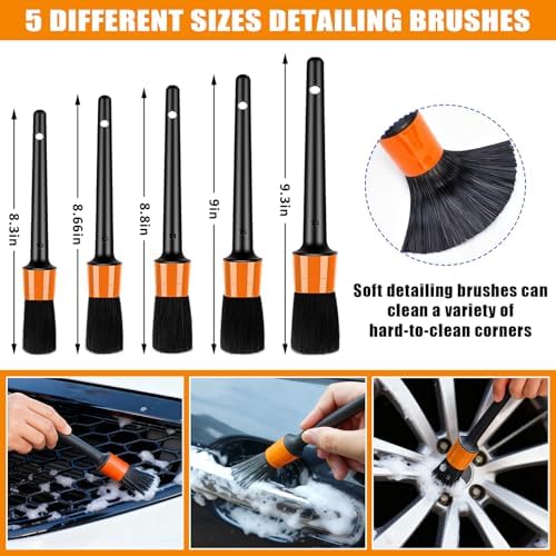 Car Wash Detailing Kit Cleaning Kits with Foam Gun Sprayer, Car Wash Brush and Large Wash Mitt Duster for Car Interior and Exterior Cleaning (Orange) - Image 4