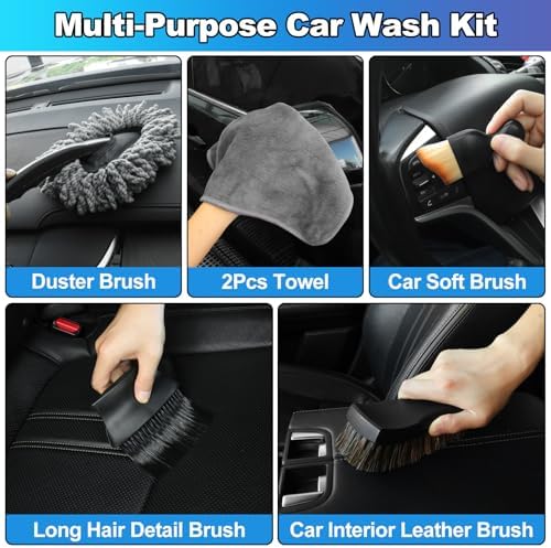 Car Cleaning Kit, Car Detailing Kit with Car Vacuum 8000PA High Suction, Car Interior Cleaning Supplies with Detailing Brushes, Windshield Cleaner Tool, Car Accessories for Men & Women - Image 6