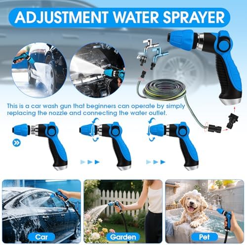 36Pcs Blue Car Wash Detailing Kit，Car Cleaning Set with Foam Gun Sprayer，Long-Handle Brush Mop，Large Collapsible Bucket，Complete Car Wash Supply Gift for Men and Women - Image 3