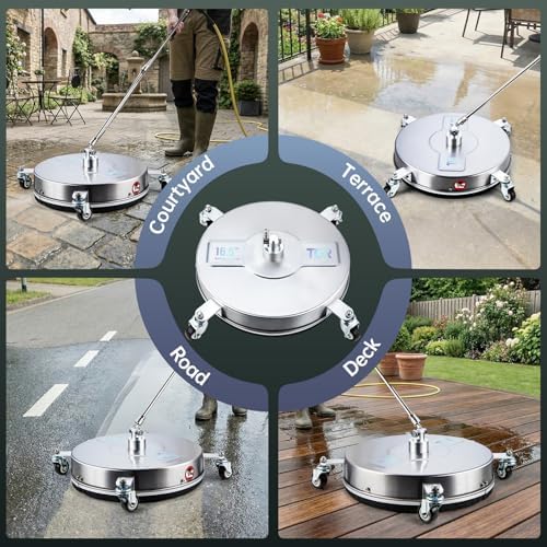 TOR 16.5" Pressure Washer Surface Cleaner with 4 Wheels, Surface Cleaner for Pressure Washer, 2 Extension Wands, 2 Replacement Nozzles, Power Washer Surface Cleaner for Concrete, Driveway - Image 3