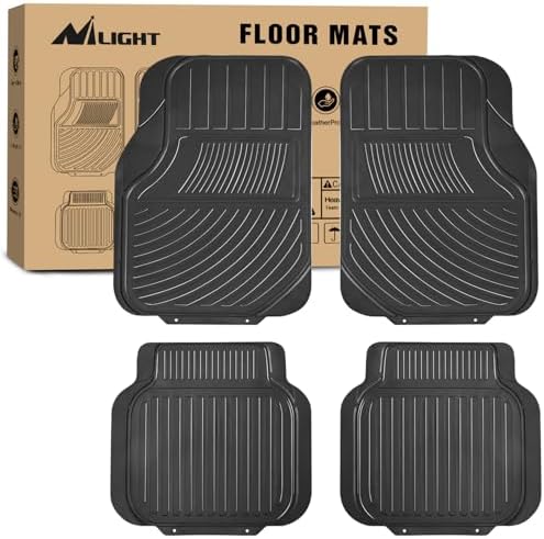 Nilight Rubber Floor Mats for Cars Trucks SUVs | Universal Trim to fit for Most Vehicles, All Weather Protection Heavy Duty Floor Liners, Pack of 4 by Nilight