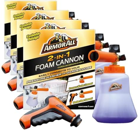 Armor All 2-in-1 Foam Cannon Kit - Car Wash & Detail Cleaning Kit for Power Washers, Garden Hoses, Foam Applicator & Adaptor, Gifts for Men (Pack of 4) by ArmorAll
