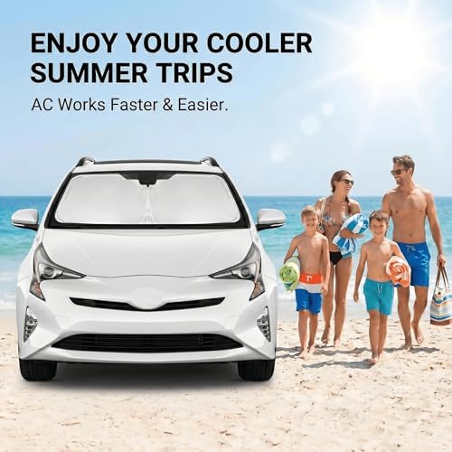 for Toyota Prius Windshield Sunshade 2016-2022, Front Window Sunshade Custom Fit Prius Hatchback Accessories Sun Visor Foldable Shade Blocks UV Rays Must Have Accessories (Not for PriusC or PriusV) - Image 4