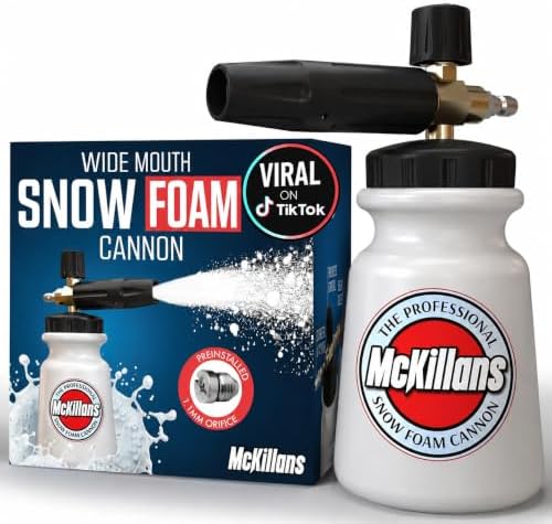 McKillans Foam Cannon for Pressure Washer (Wide Mouth) - Car Wash Snow Foam Cannon Lance Pressure Washer Soap Dispenser for Car Washing with Adjustable Thick Foam + 1/4 Quick Connector by McKillans