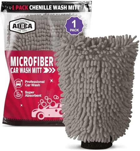 AIDEA Car Wash Mitt Microfiber, 1PK, Car Wash Brush, Grey, 7.12''X10.14'' by AIDEAHOME