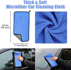 anngrowy 62" Microfiber Car Wash Brush with Long Handle Car Washing Mop Kit Mitt Sponge Car Cleaning Supplies Duster RV Washing Car Brushes, 1 Chenille Scratch-Free Replacement Head (Blue&Yellow) - Image 7