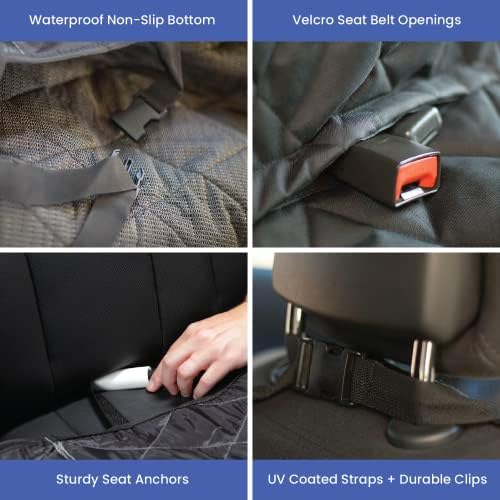 4Knines Dog Rear Seat Cover for Fold Down Seats - Hammock, Camo Regular | Heavy-duty split design fits 60/40 and 50/50 fold-down seats. K9-Shield waterproof protection and a non-slip backing. - Image 4