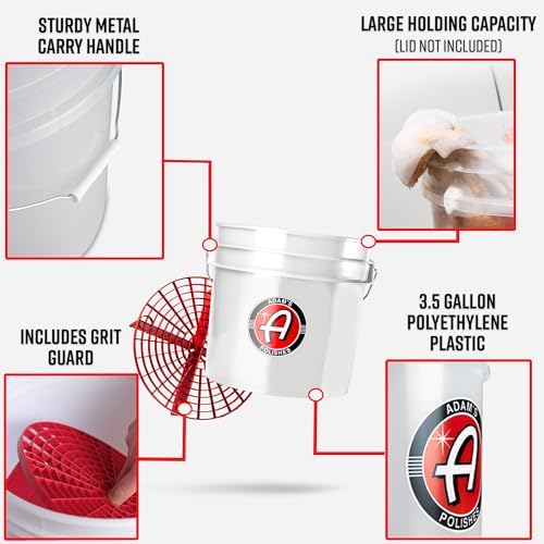 Adam's Polishes Wash Bucket (3.5 Gallon Bucket + Grit Guard) - Car Detailing Tool for Car Washing & Garage Storage | Stores Car Wash Soap, Foam Cannon, Foam Gun, Microfiber Towels & More - Image 2