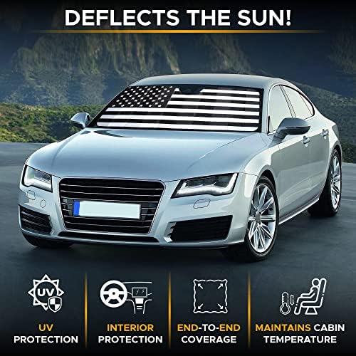 EcoNour Accordion Car Windshield Sun Shade American Flag Design | Reflective Car Window Shades for UV Protection & Heat Block | Foldable Sun Shield for Front Window | 58 x 27.5 Inches - Image 2