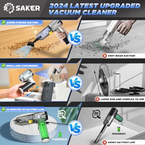 Saker Handheld Car Vacuum Portable Cordless17000Pa HL132 Black - Image 3