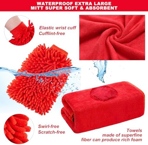 16Pcs Car Wash Cleaning Kit with Foam Gun Sprayer Detailing Brushes Windshield Cleaning Tool Rim and Tire Brush Towels Complete Interior Exterior Detailing Set for Car - Image 6