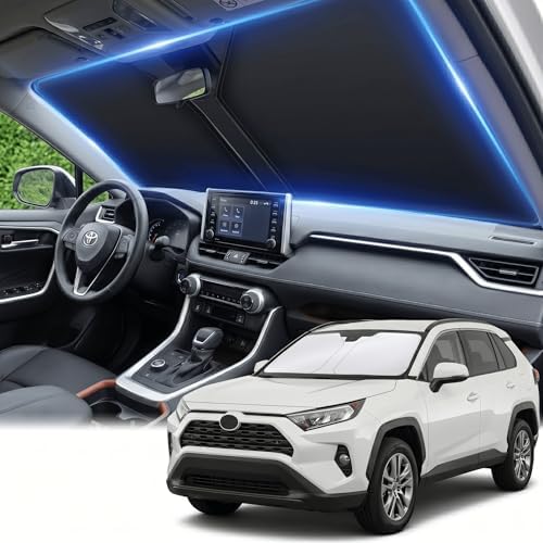 for 2019-2024 2025 2026 Toyota RAV4 Windshield Sun Shade, Front Window Shade Custom Fit RAV4 LE, XLE, Premium, XSE, Limited, SE, TRD Off-Road Sun Visor Foldable Sunshade Blocks UV Rays Car Accessories by AuyNeas
