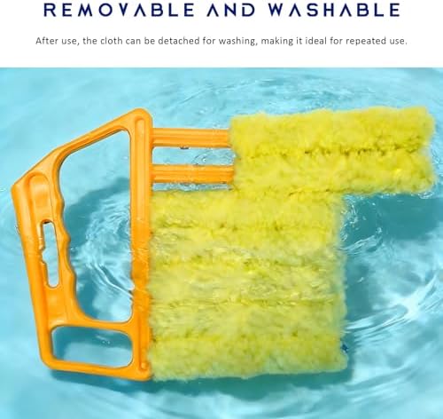 3 PCS Blind Cleaner Duster Tool, 7 Finger Detachable Duster Auto Air Conditioner Cleaning Tool, Washable Dusting Brush Handheld Cleaner for Vehicle Air Vents Blinds (Yellow) - Image 5