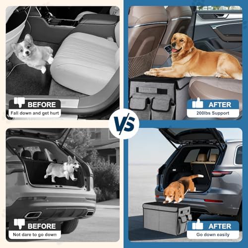Back Front Seat Extender for Large Dogs Up to 200 Lbs, Adjustable Dog Back Seat Extender with Cushion & Storage Box, Car Organizer Gap Filler for Front or Back Seat,Gray - Image 4