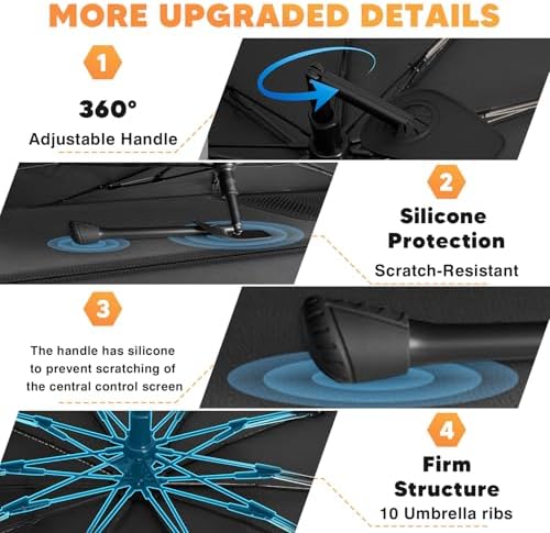 KUST Windshield Sun Shade Umbrella for 2018-2026 Chevrolet Chevy Traverse | Custom Fit Windshield Sunshade | Foldable Sunshade with Bendable Handle | Blocks Heat & UV Scratch Resistant - Image 5