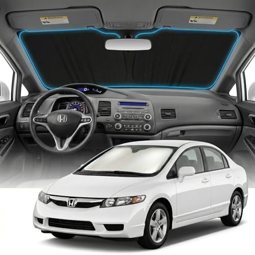 for Honda Civic Sun Shade Windshield Cover - Custom Fit Civic Accessories 2006-2015 Sunshade Foldable UV Protection & Heat Shield Sun Visor Accessories by Unknown