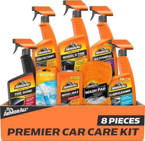 Armor All Ultimate Premier Car Care Kit, 8 Pieces, Includes Tire and Wheel Cleaners, Exterior and Interior Car Cleaning Supplies by ArmorAll