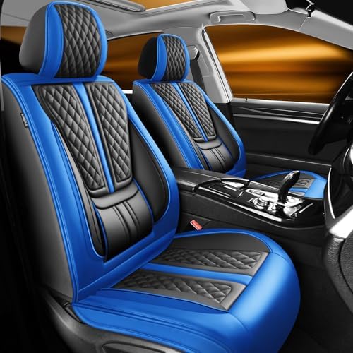 Fit Cherokee Car Seat Covers Compatible with Jeep Cherokee 2014-2024 2025 2026.Full Coverage Waterproof Leather,Compatible with Airbag,All - Weather Seat Cushion Protector(2 Front,Blue) by Unknown