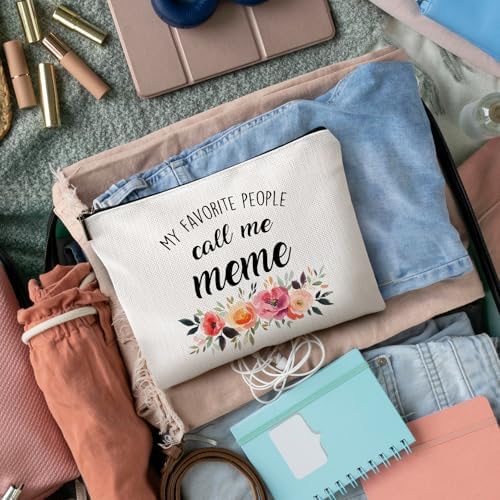 DILSJ Meme Gifts Makeup Bag, Grandma Gifts For Christmas From Grandkids Bags For Women, My Favorite People Call Me Meme Zipper Makeup Pouch Travel Organizer Toiletry Bags & Cases - Image 5