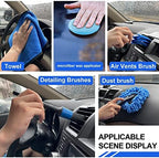 21Pcs Car Wash Kit,62" Car Wash Brush Mop with Long Handle,Car Cleaning Kit,Car Detailing Brush Set,Car Wash Bucket with Filter,Windshield Window Squeegee for Cars RV Truck Boat (Blue) - Image 5
