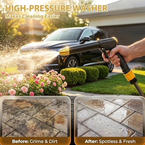 High Pressure Hose Nozzle, Upgraded Pressure Washer Gun with 4 Spray Modes, Adjustable Handheld Pressure Washer Nozzle for 3/4" Garden Hose, Watering Sprayer for Cleaning Yard Patio Car Pets - Image 2