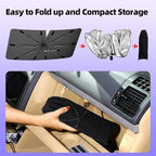 [2025 Upgraded] Windshield Sun Shade Umbrella - Foldable Car Sunshade for Jeep Wrangler/Gladiator, for Toyota 4Runner/Land Cruiser, Front Window Sun Shade UV Block & Heat Shield(Small-55"x23") - Image 5