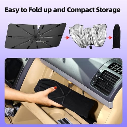 [2026 Upgrade]Windshield Sun Shade Umbrella, Scratch-Free Sunshade for SUVs - Image 5