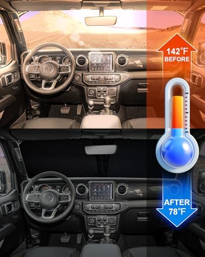 Foldable Front Sun Shade for Jeep Wrangler 2018-2026/Gladiator 2020-2026 - Image 2
