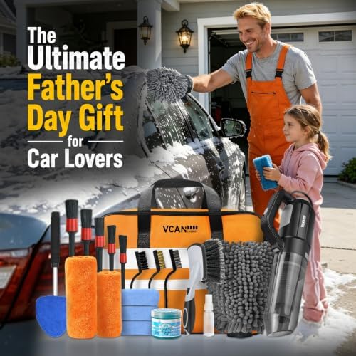 VCANENERGY Car Cleaning kit, Car Interior Detailing kit with 10000pa Car Vacuum Cleaner, Detailing Brush Set, Wheel Brush, Windshield Cleaner Tool, Complete Auto Accessories for Men, Women - Image 2