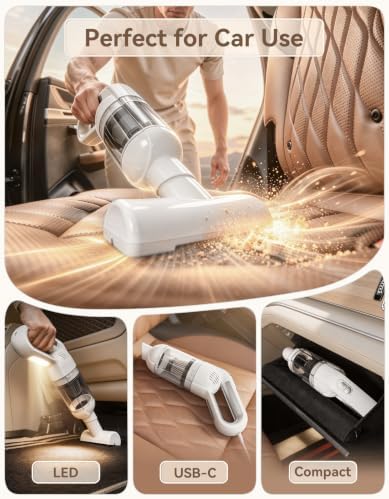 Handheld Vacuum Cleaner, 20000 Pa Car Vacuum Cordless White - Image 5