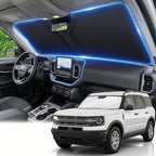 for Ford Bronco Sport 2021-2024 2025 2026 Windshield Sun Shade Front Window Shade Custom Fit Bronco Sport Accessories Sun Visor Foldable Shade Blocks UV Rays Summer Must Have Car Accessories by AuyNeas