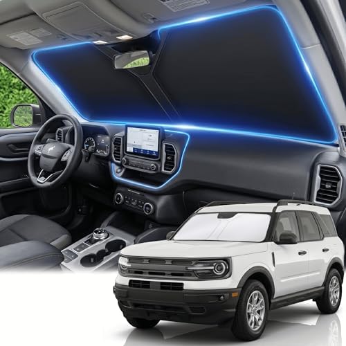 for Ford Bronco Sport 2021-2024 2025 2026 Windshield Sun Shade Front Window Shade Custom Fit Bronco Sport Accessories Sun Visor Foldable Shade Blocks UV Rays Summer Must Have Car Accessories by AuyNeas