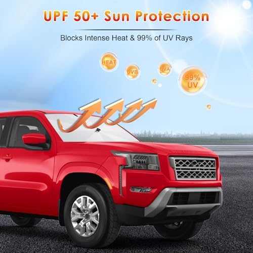 for Car Windshield Sunshade Umbrella 2022-2026 Nissan Frontier Custom Fit Windshield Sun Protector Cover 6-Layer Heat-Resistant Fabric, Ultra-Strong Fiberglass Frame (for 2022-2026 Frontier) - Image 3